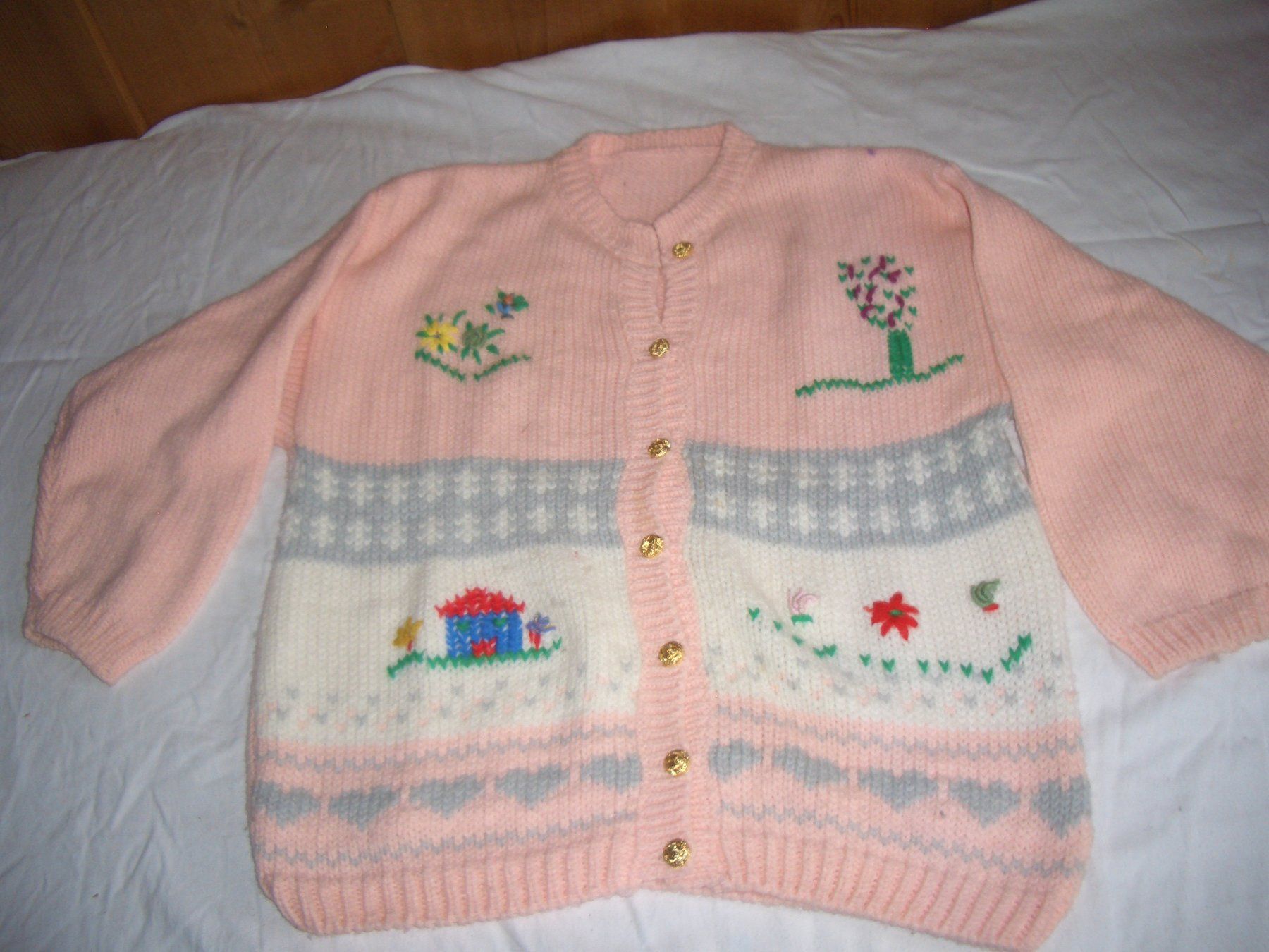 Jacken & Mäntel: Strickjacke Kinder rosa mit Applikationen – Gebraucht aus Präz von Eroberto