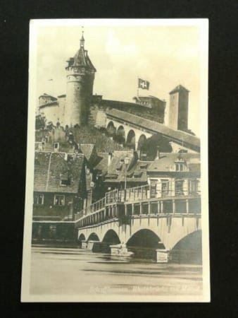 Cartoline postali: Schaffhausen Rheinbrücke mit Munot – Usato da Schaffhausen venduto da vintageworld