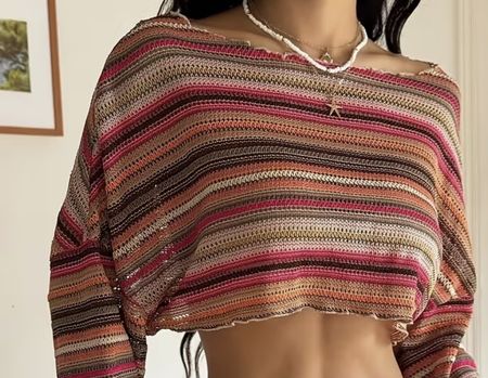 Y2K Strickpullover boho cropped beach fashion top lässig 