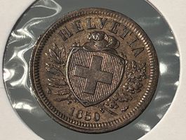 2 Rappen 1850, TOP Qualität!!!