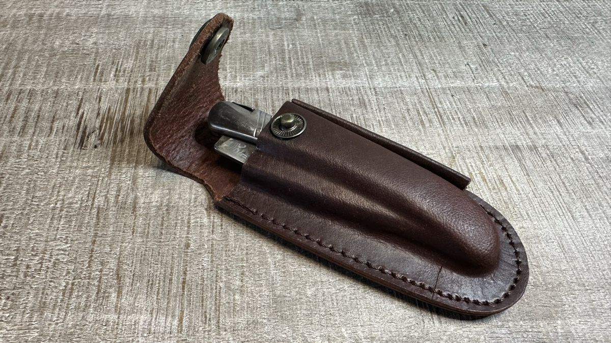 Laguiole Accessori: Klappmesser Laguiole Damast mit Gürteltasche – Usato da St-Gingolph venduto da Edgar1920 5