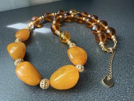 Neue Unikat 💎 Halskette baltischem Bernstein Butterscotch