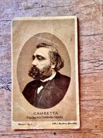 Léon Gambetta, kleine Portraitkarte antik Politik Frankreich