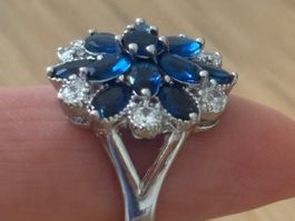 Luxus Elegante Gr.18/8 Ring Farbe: Silber /blau
