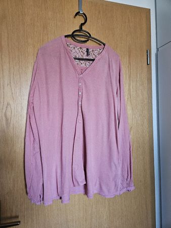 Damen Bluse in Altrosa mit Spitzenbesatz am Rücken Grösse XL