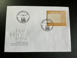 Holz Brief Wald ZH 8636 Ersttagsbrief Helvetia 500 top!