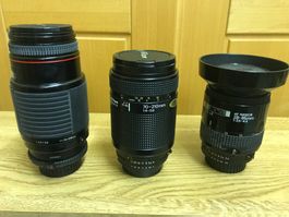 3xObjektive, 2xNikon,1xSigma + Nikon Fernauslöser für Kamera