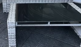 Gartentisch Rattan Optik mit Glasplatte