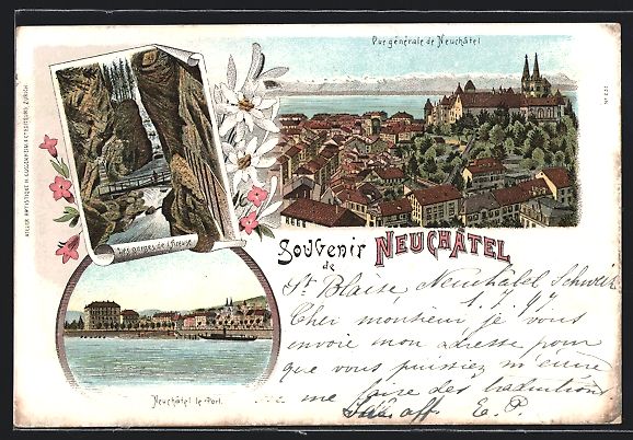 Ansichtskarten: Litho Neuchatel, Gesamtansicht, Blick zu – Gebraucht aus Berlin von bartko-reher
