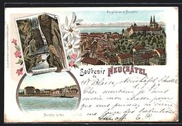 Litho Neuchatel, Gesamtansicht, Blick zu