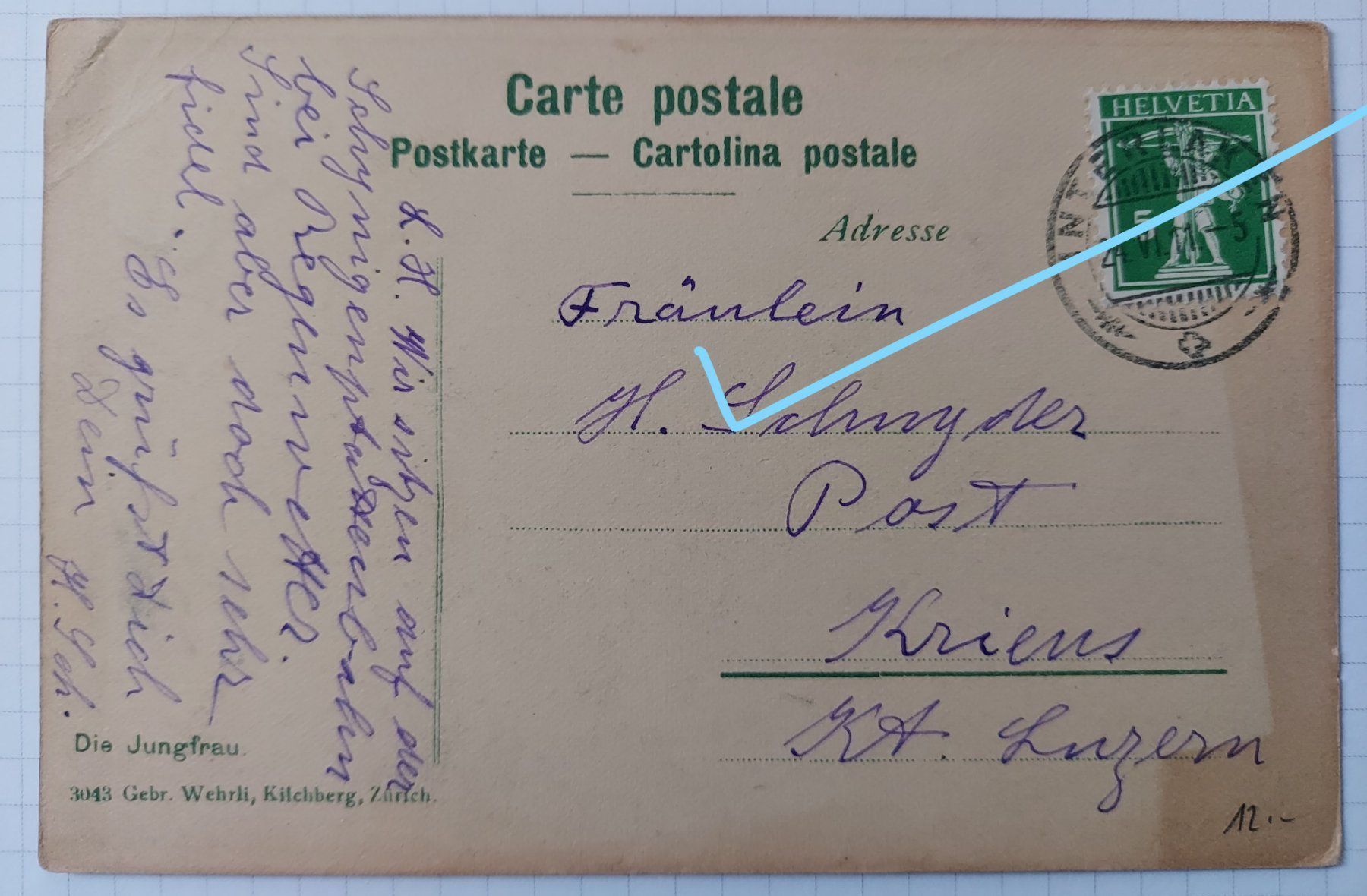 Cartoline postali: Jungfrau um 1911 – Usato da Lyss venduto da rochen54 1