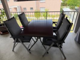 Gartenset Tisch mit 4 Klappstühlen