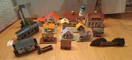 Konvolut Holz Häuser Modelleisenbahn Dörfli Brunnen Station