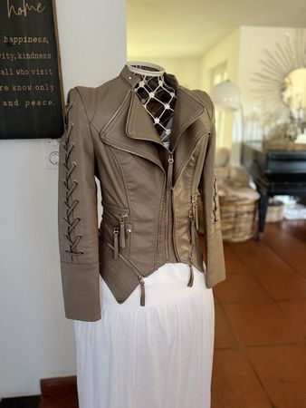 Kunstleder Jacke Taupe gr s