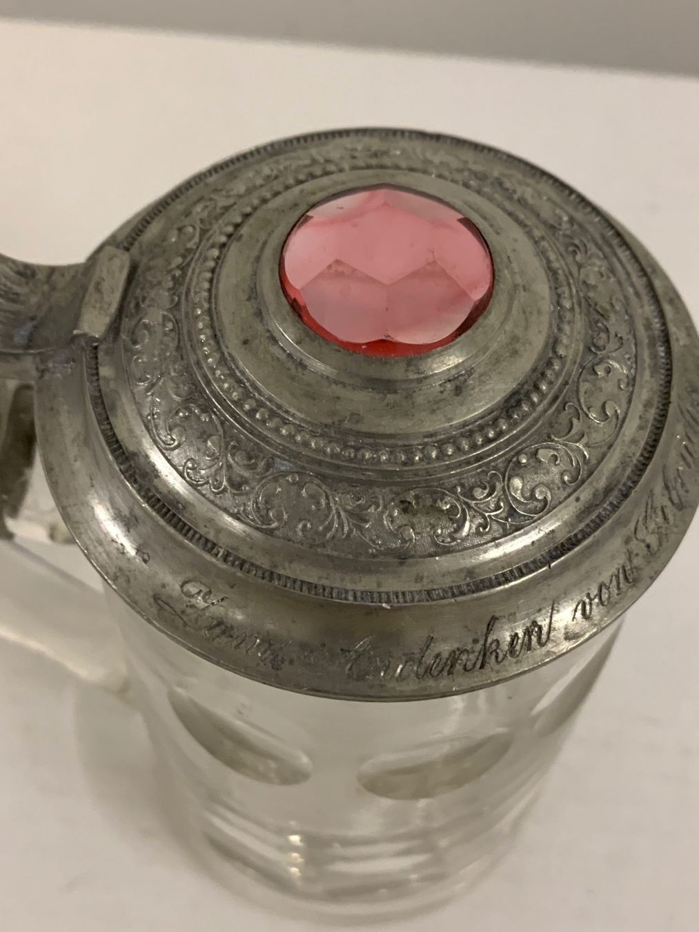 Gläser: alter Bierkrug Glas mit Zinndeckel – Gebraucht aus Erlenbach ZH von Ritschly 2