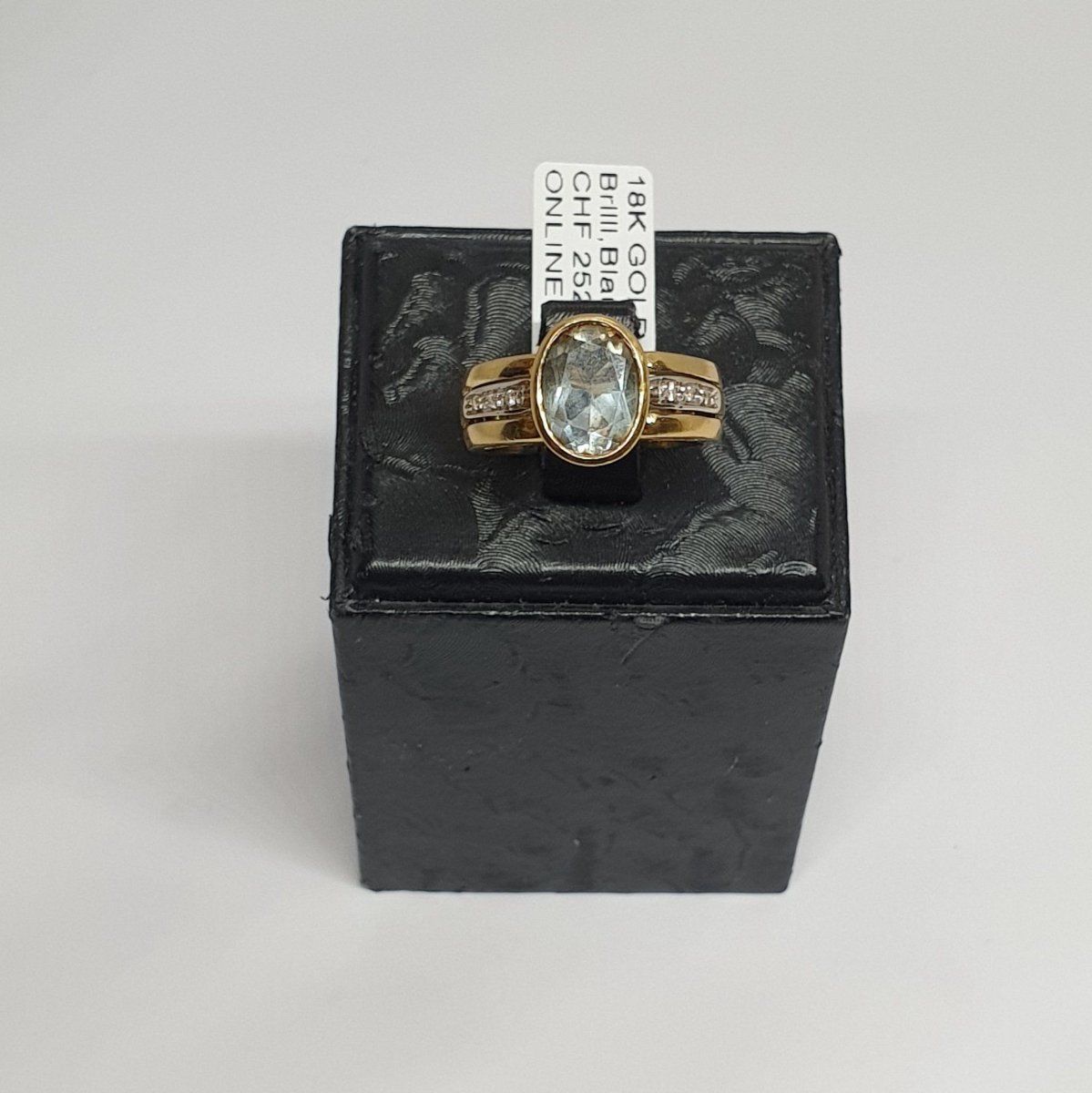 Anelli: Echt 18K Gold - Brilliant, Blautopas Ring – Usato da Luzern venduto da luzerngoldhaus