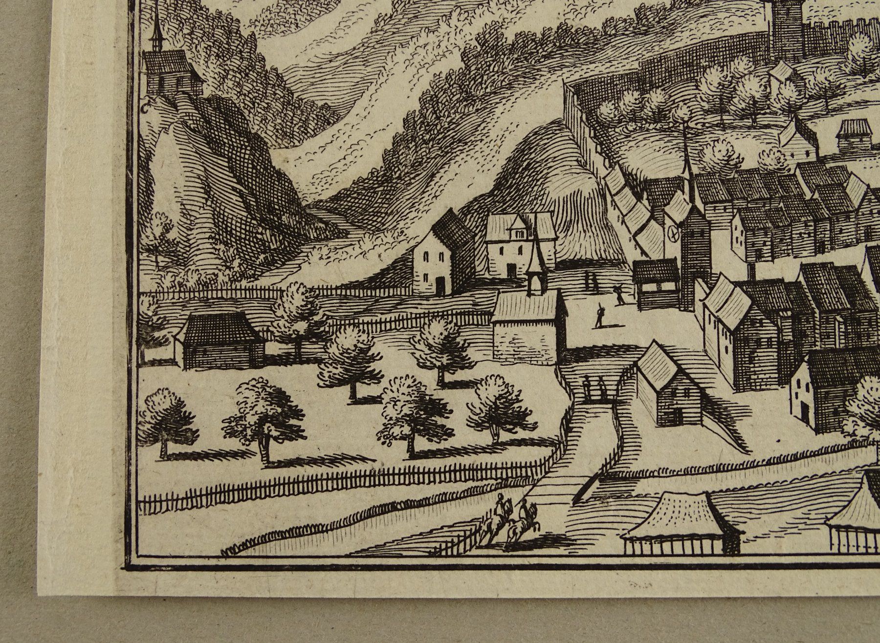 Incisioni: WILLISAU, KUPFERSTICH, MERIAN 1654 – Usato da Grüningen venduto da Kartensammler 2