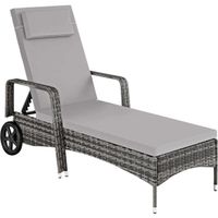 Sonnenliege Rattan mit Rollen verstellbar TORVANA