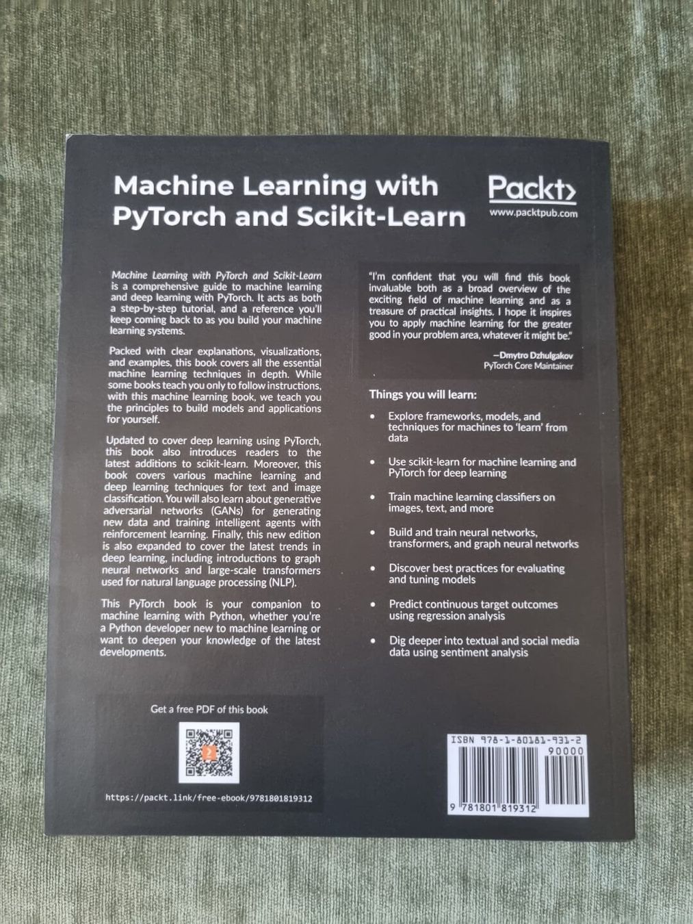 Libri: Machine Learning with PyTorch and Scikit-Learn – Usato da Zürich venduto da stpch 2