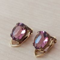 Orecchini vintage anni '50/'60 a clip con cristalli viola 