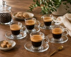 Espresso-Tassen Set aus Glas, 12-teilig, 6 Tassen & 6 Untert