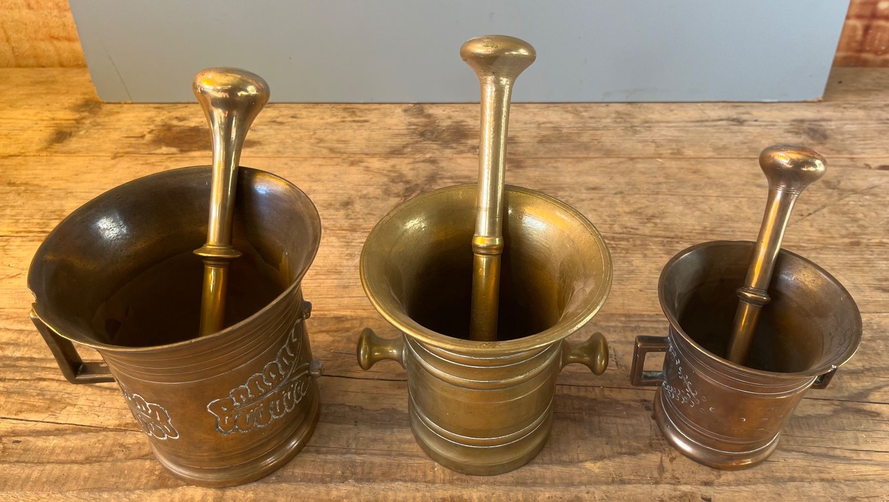 Altro per cucinare: 3 Messing-Mörser mit Stössel – Usato da Otelfingen venduto da Yossi-68