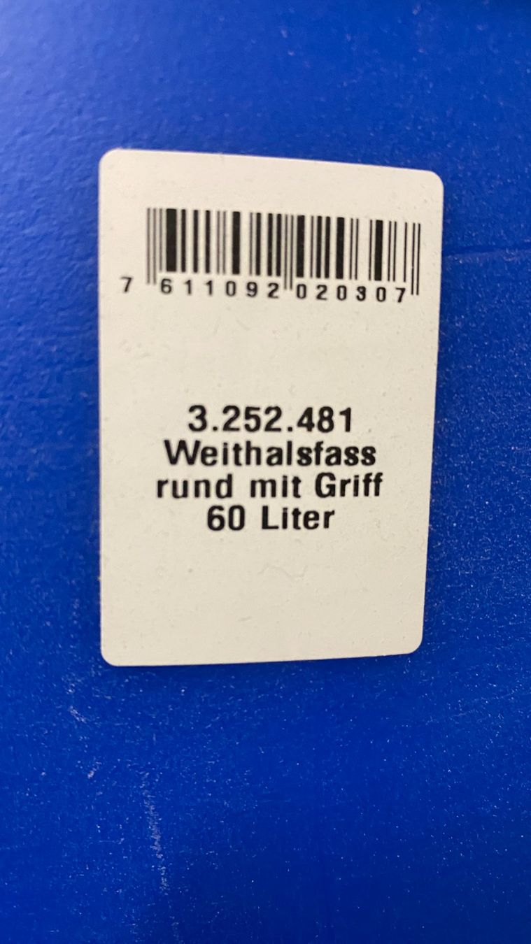 Accessori: Weithalsfass Blau 60 Liter – Usato da Aadorf venduto da markrit 3