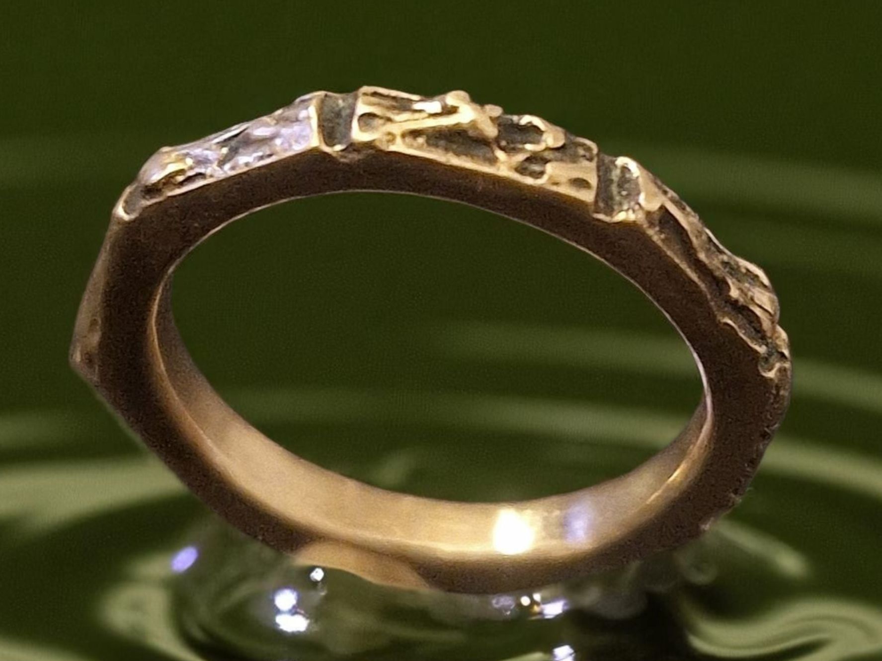 Anelli: Achteckiger Bronze-Ring, organicstyle, Ringgrösse 50 – Nuovo e nell'imballaggio originale da Aarau venduto da Schmuckhoehle_MD 4