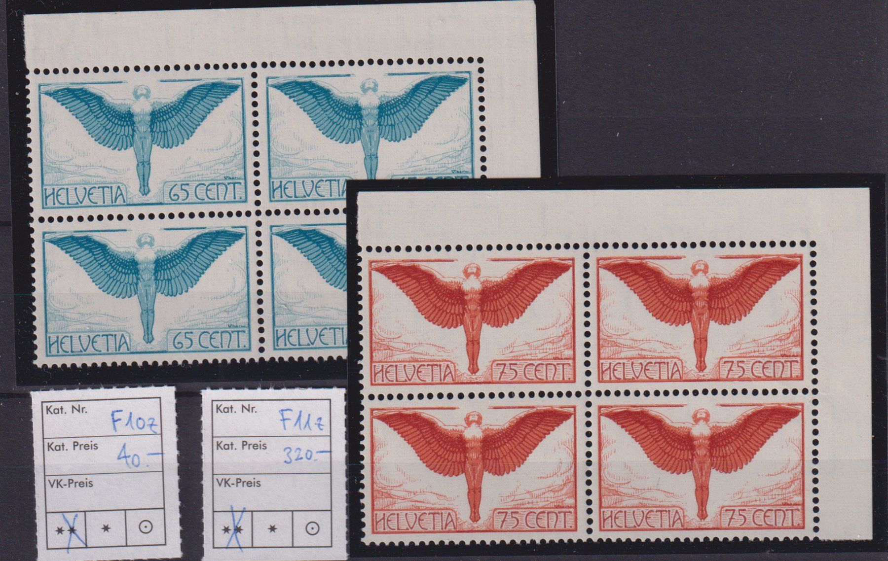 Tous les timbres: Flugpost LUXUS VB aus den Bogenecken ** – D'occasion à Bibern SH par Heinibuehrer