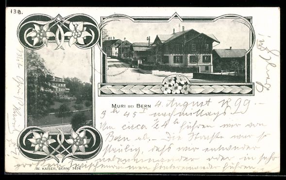 Ansichtskarten: AK Muri bei Bern, Blick in den Ort, 1899 – Gebraucht aus Berlin von bartko-reher