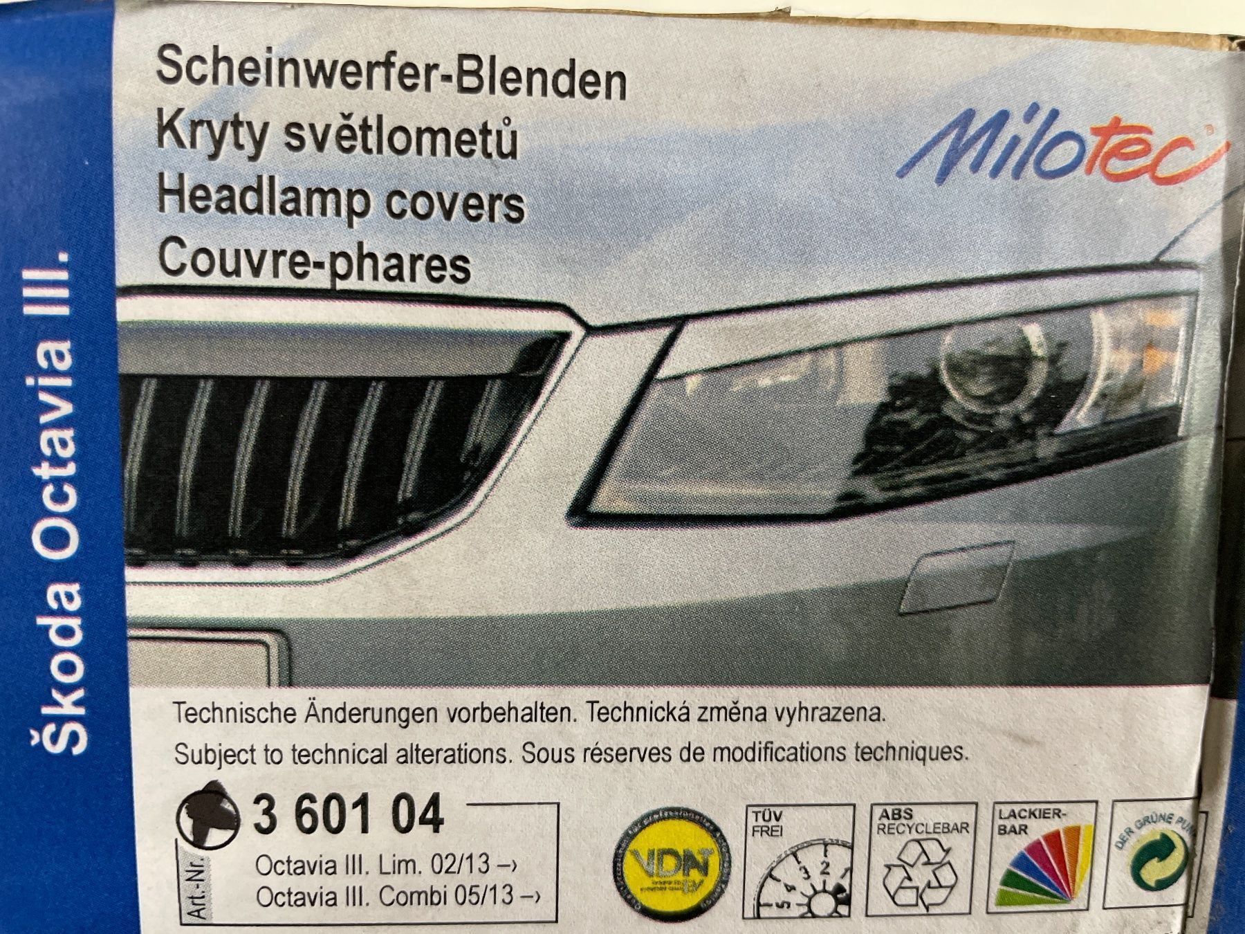 Skoda Tutti pezzi di ricambio auto: Scheinwerfer-Blenden Skoda Octavia III – Nuovo e nell'imballaggio originale da Rueun venduto da bigi17