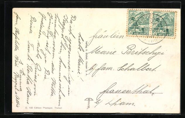 Cartoline postali: Kappel am Albis, Teilansicht mit Kirche – Usato da Berlin venduto da bartko-reher 1