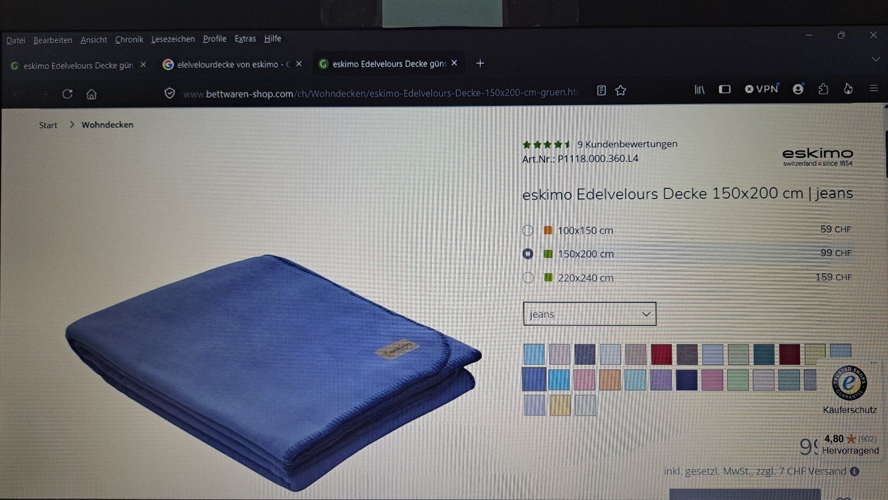 Coperte: Eskimo Edelvelours Decke / ungebraucht – Nuovo e nell'imballaggio originale da Elgg venduto da Semmerli 2