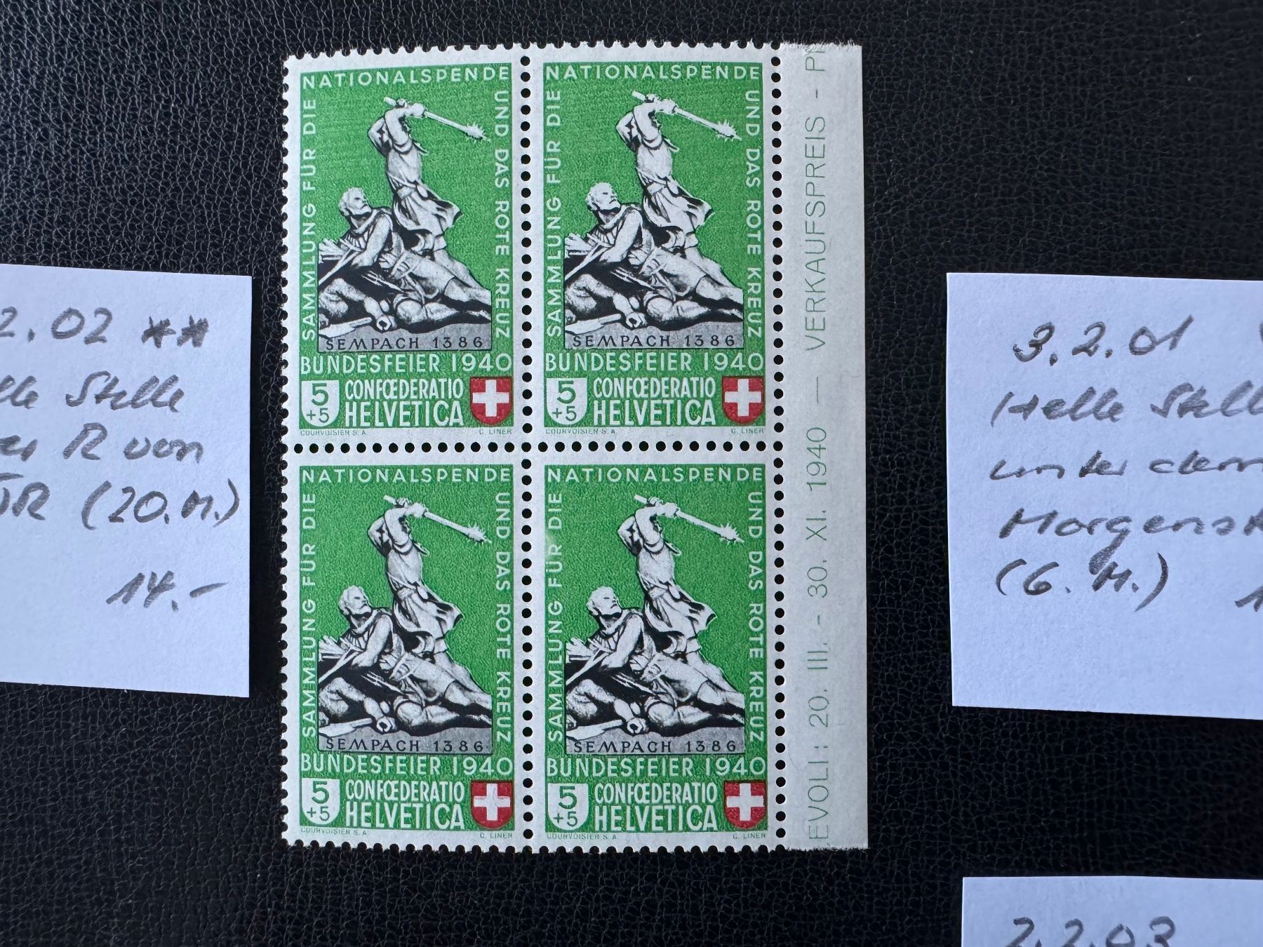 Alle Briefmarken: Pro Patria, 4 ABARTEN, postfrisch/gestempelt – Gebraucht aus Stallikon von HILDECH1 2
