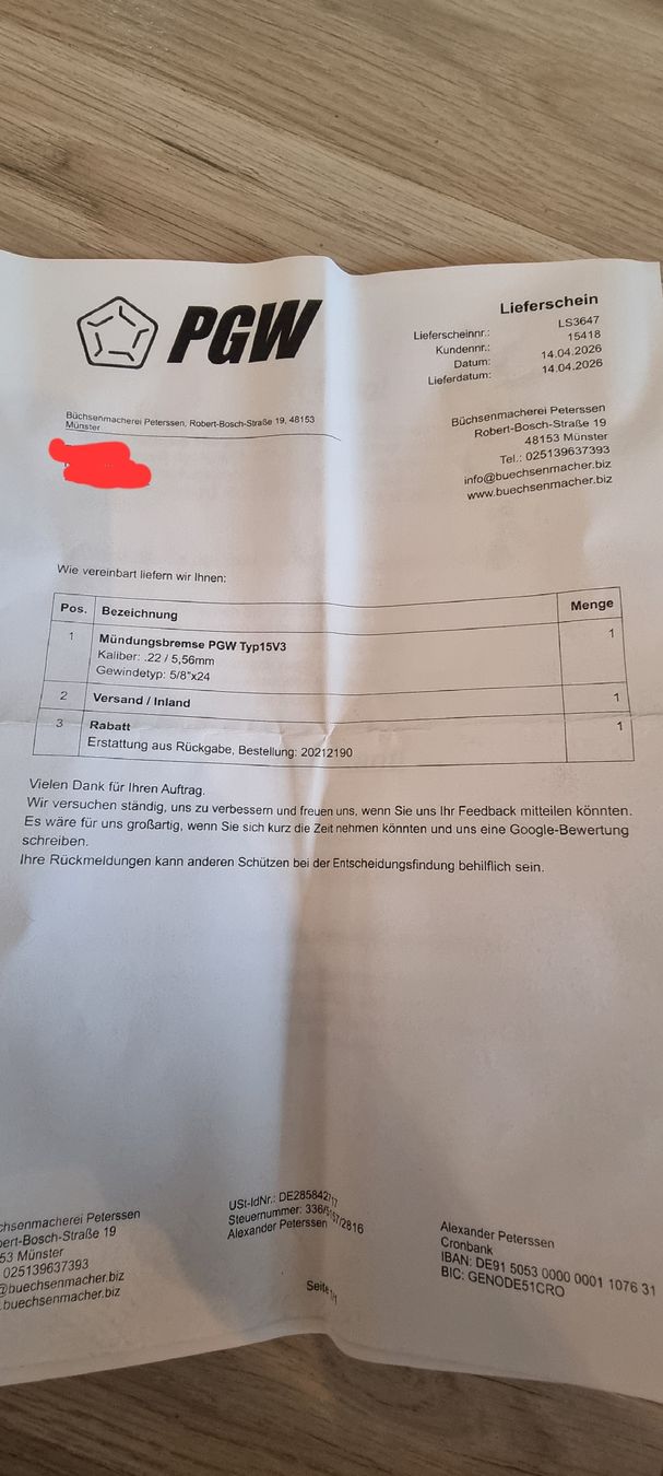 Tutti gli attrezzi: PGW Mündungsbremse Typ 15V3 / Muzzlebreak – Usato da Gähwil venduto da Scarface8400 4