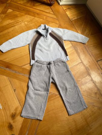 Bequeme Fleece Hose m. Baumwoll Pulli Gr. 104  - 4 Jahre
