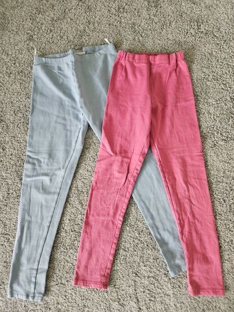 2 warme Leggins Rosa/Hellblau Gr.140 guter Zus...