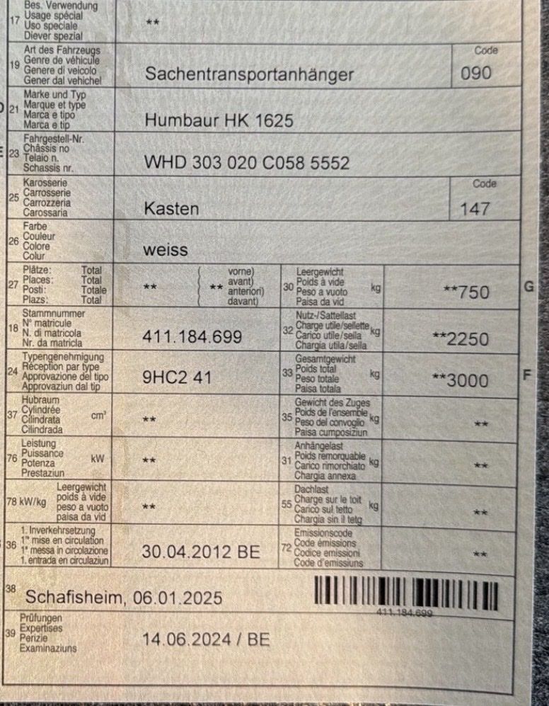 Humbaur Rimorchi: Anänger Humbaur HK 1625 – Usato da Luzern venduto da red_bull2 5
