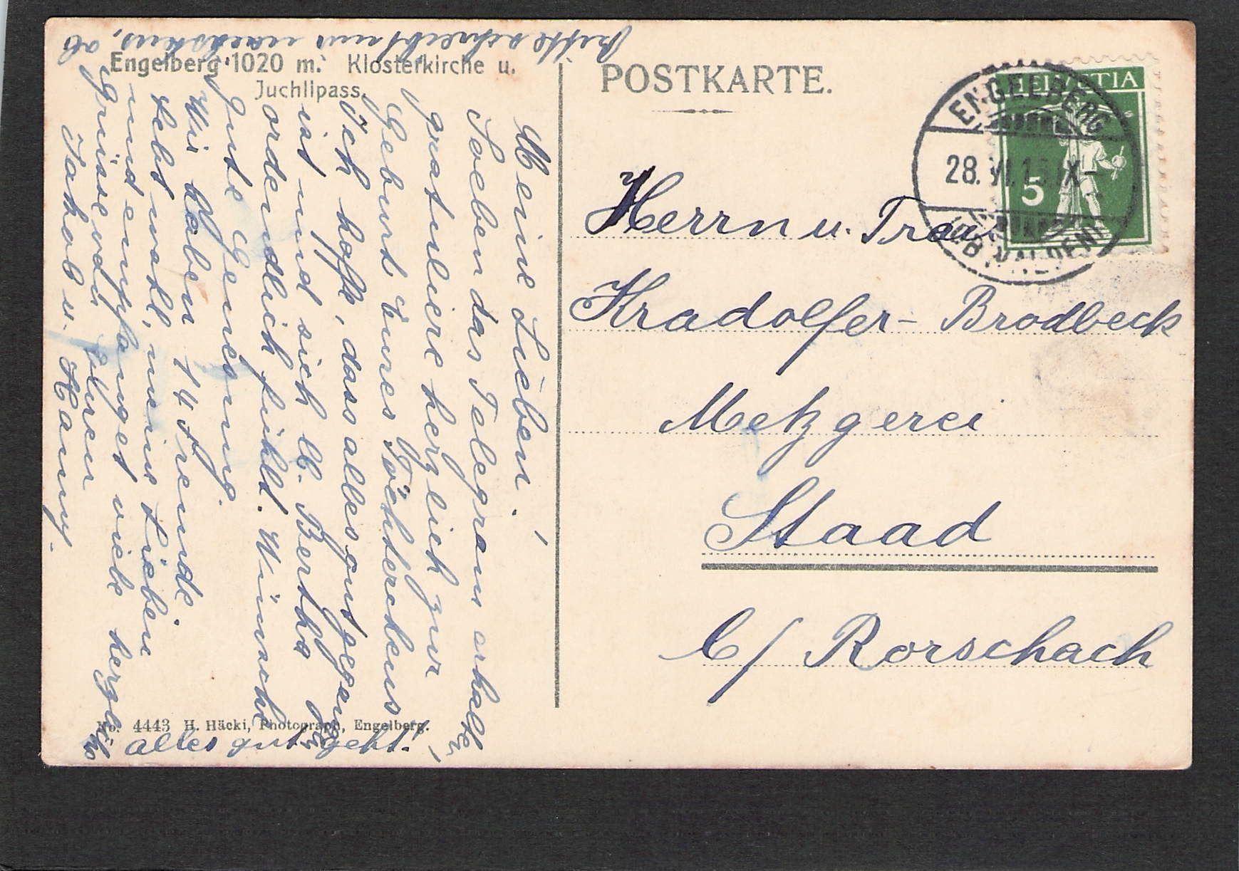 Cartes postales: AK,OW Engelberg,Kirche u. Juchlipass1912 – D'occasion à Reichenburg par Pipo-67 1