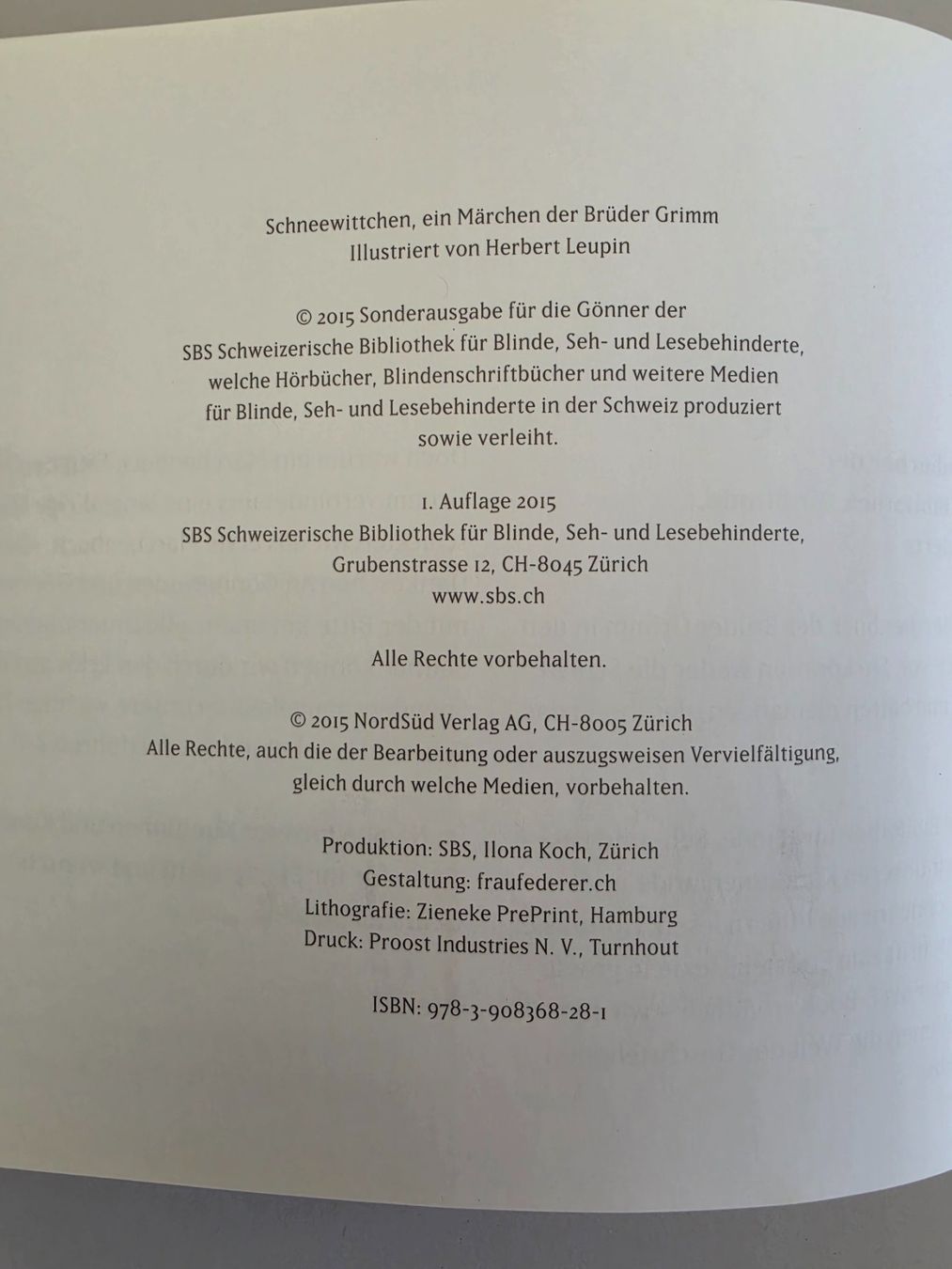 Bücher: Schneewittchen - Brüder Grimm - Herbert Leupin - NordSüd – Gebraucht aus Birr von DisDas 2