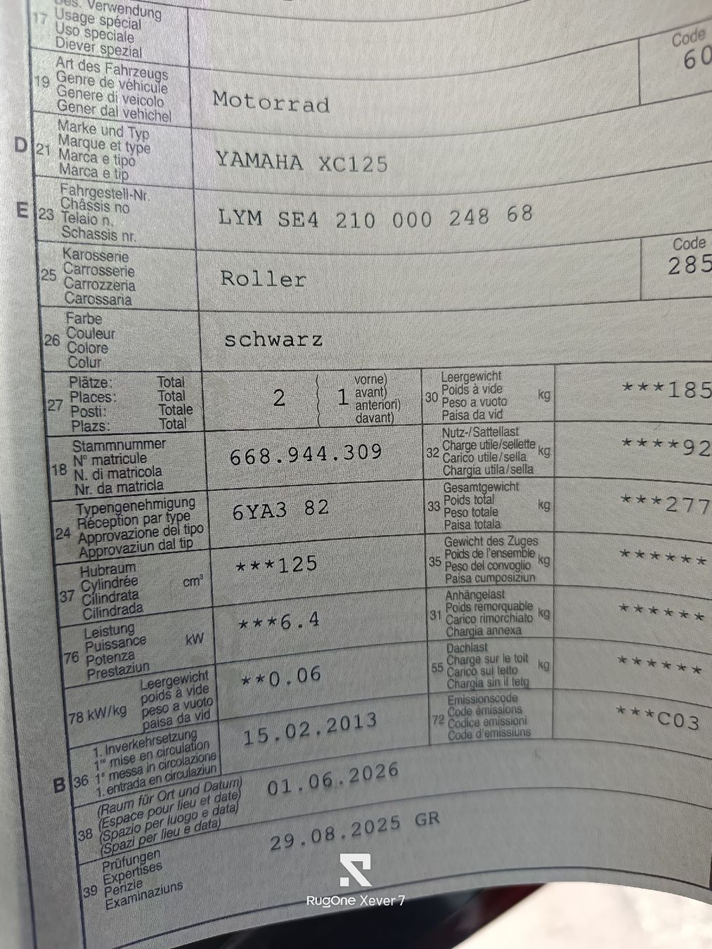 Yamaha Scooter: YAMAHA XC125 Roller schwarz 27448 km – Usato da Felsberg venduto da onkeltom01 4