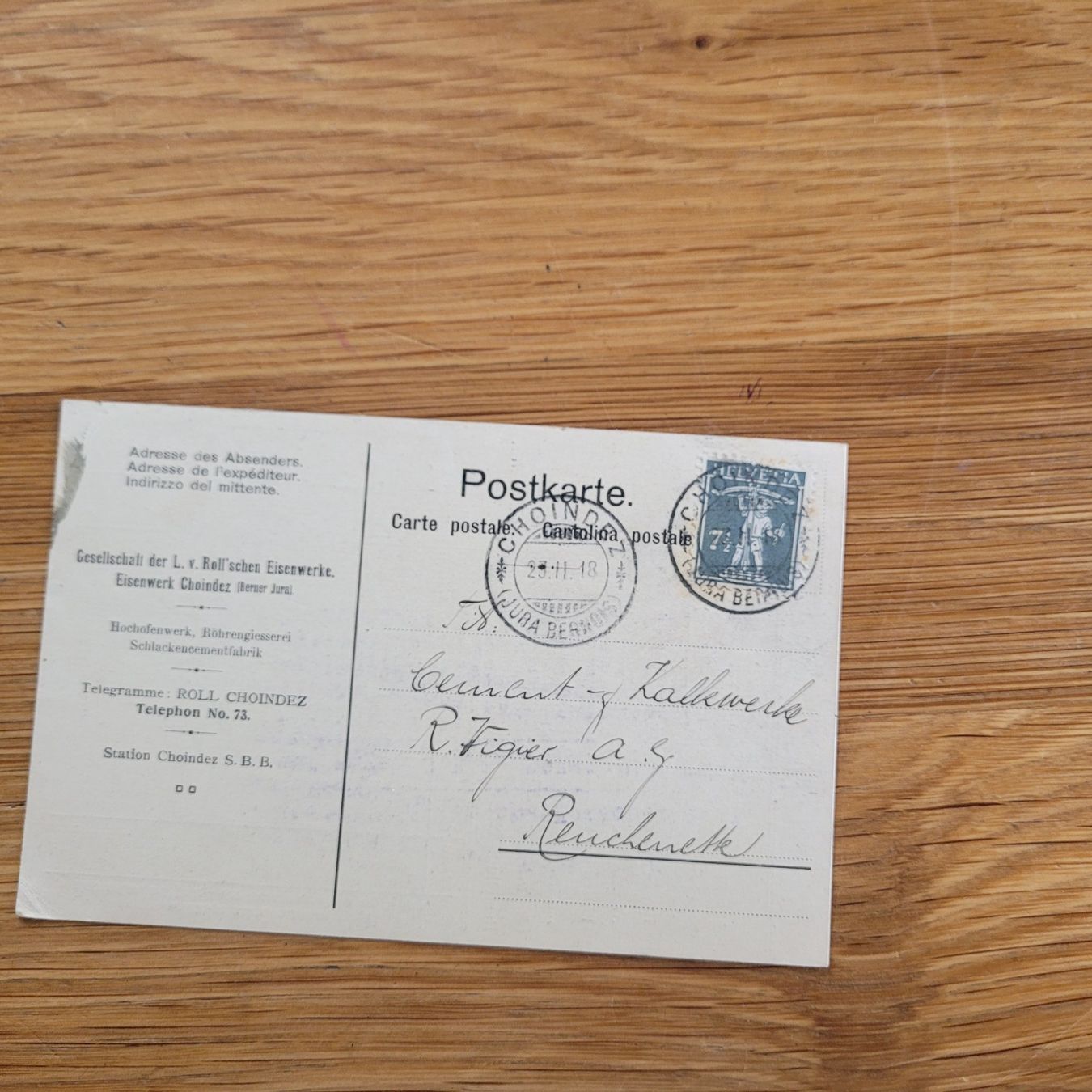 Tutti i francobolli: Dokument Choindez 1918 Reuchenette – Usato da Biel/Bienne venduto da Destockweb