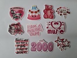Set H - Pinke Sticker, 10 Stk.,Scrapbooking Deko, Basteln