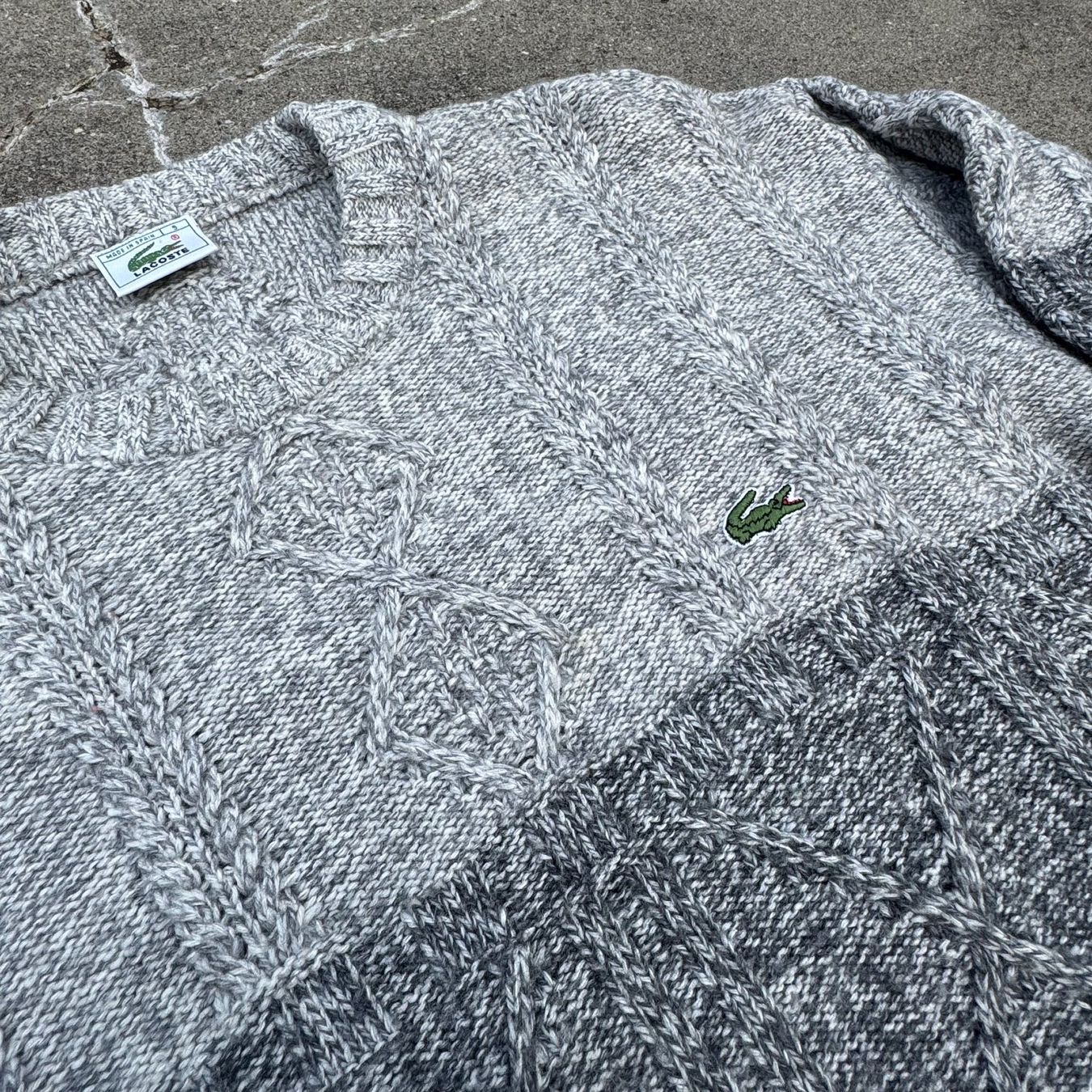 Lacoste Maglioni & Felpe: Lacoste vintage grey knitted sweatshirt 90s strickpullover p – Usato da St. Gallen venduto da sourced_limited 4