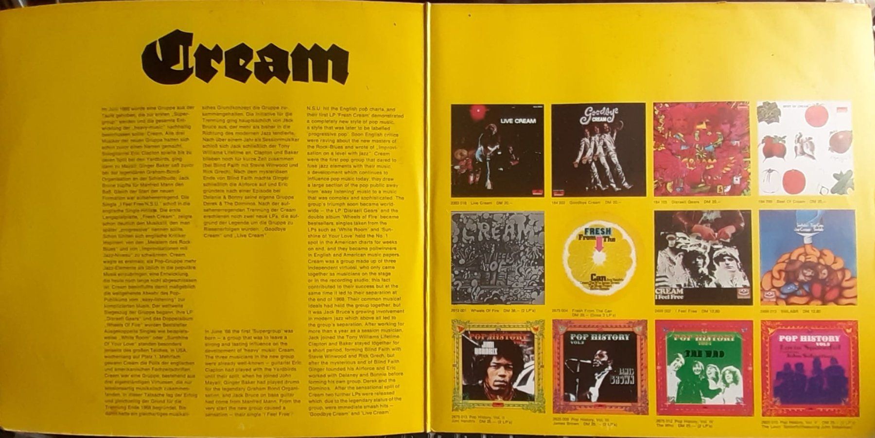 Dischi in vinile: CREAM: Pop History Vol 1 2LP POLYDOR  2675 014 – Usato da Frick venduto da kyb_yq8h 2