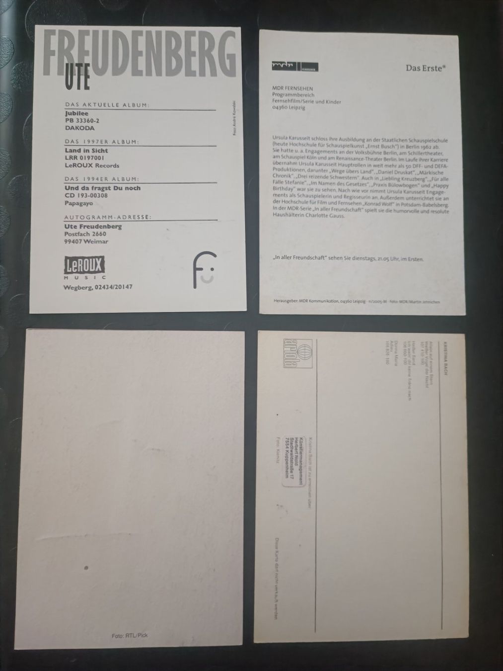 Autografi: 4 signierte Autogrammkarten - Set – Usato da Menziken venduto da Artographs 1
