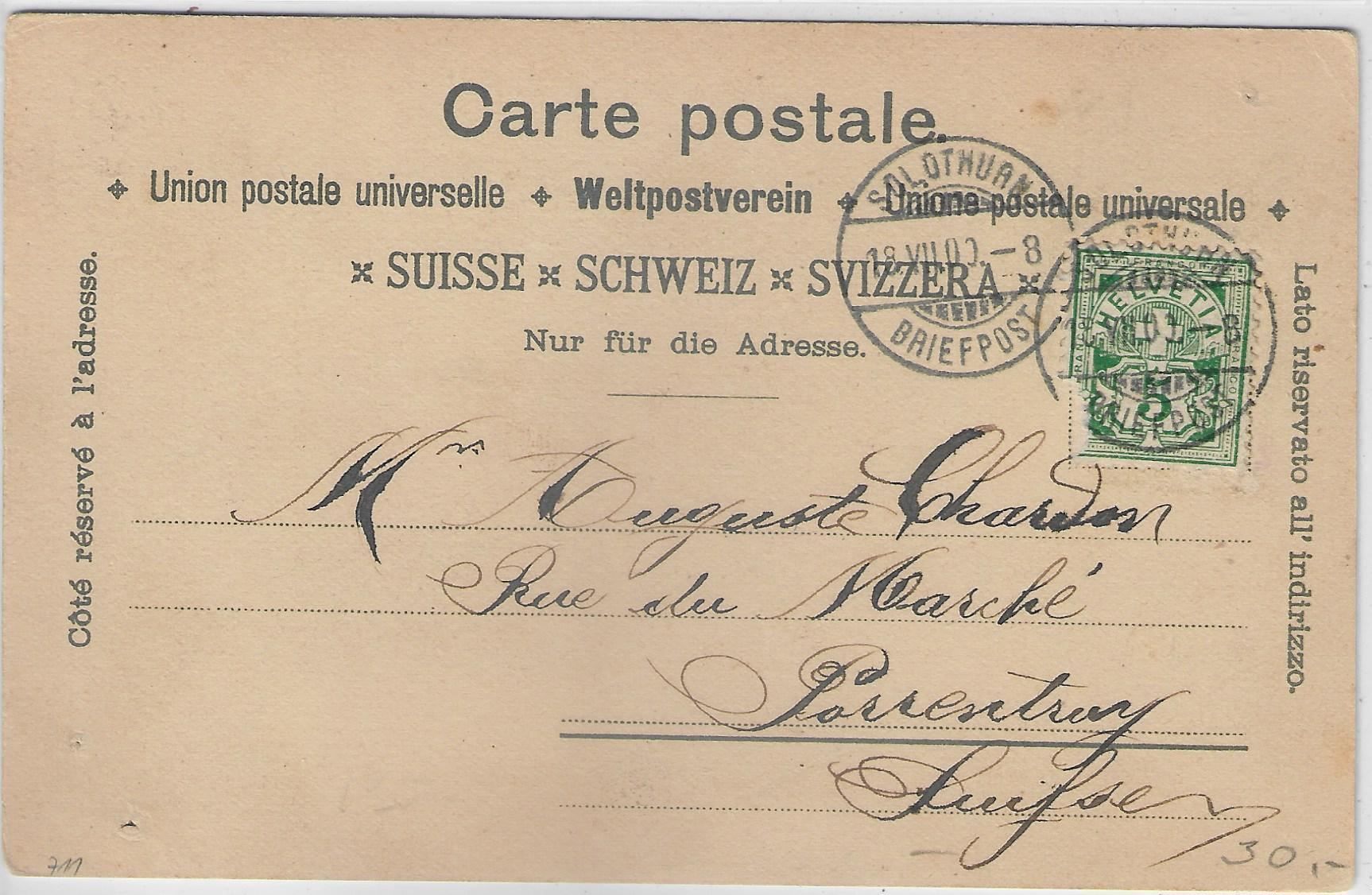 Cartoline postali: Gruss aus Solothurn - Litho 1900 – Usato da Ettingen venduto da Kartenplanet 1