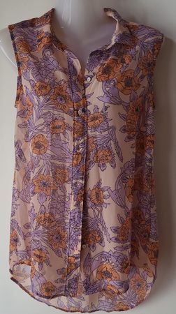 Damen Bluse gemustert ärmellos eher Grösse M 