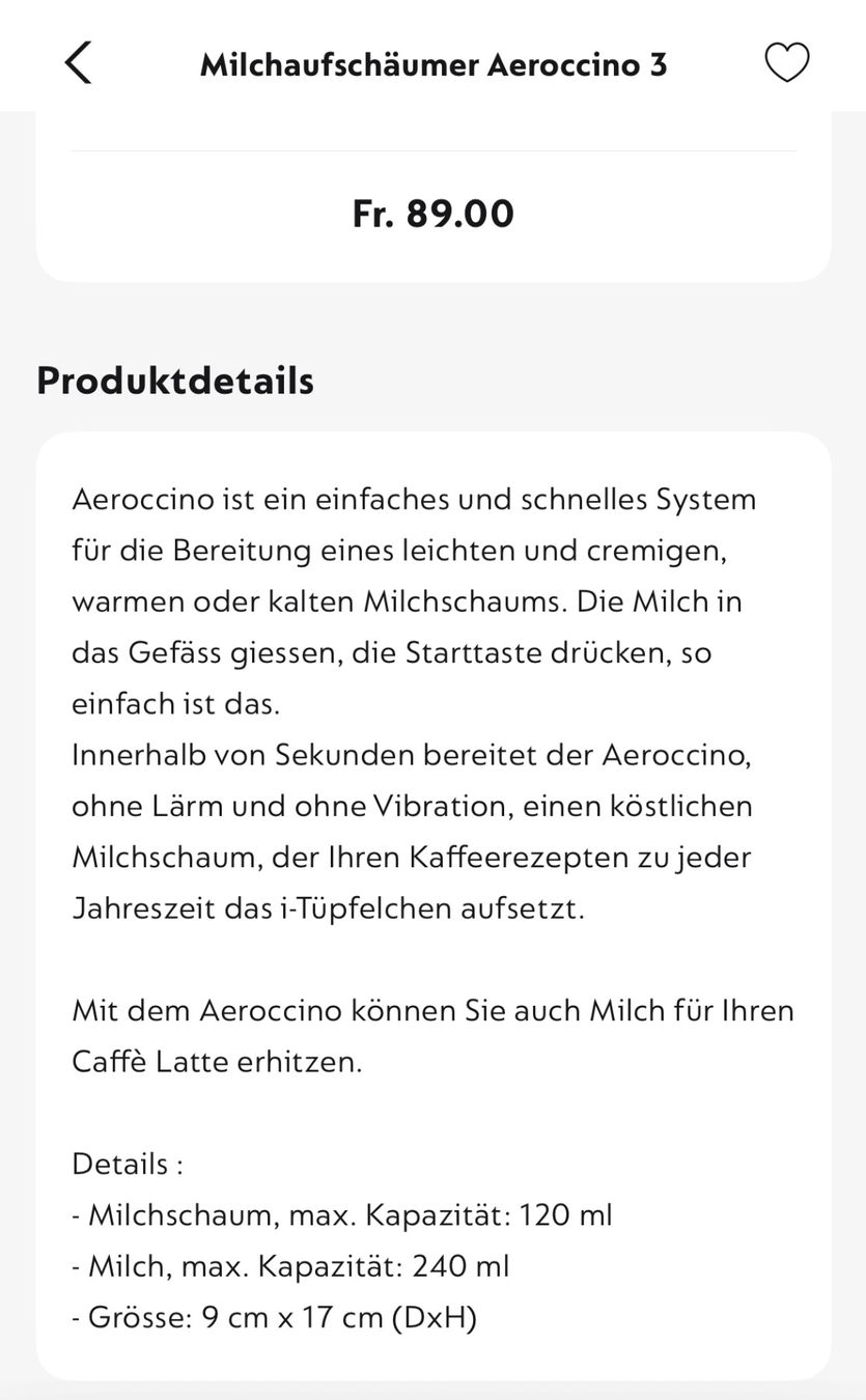 Elettrodomestici da cucina: Nespresso Milchschäumer Aeroccino 3 – Nuovo (secondo la descrizione) da Inwil venduto da 27sonnenschein 6