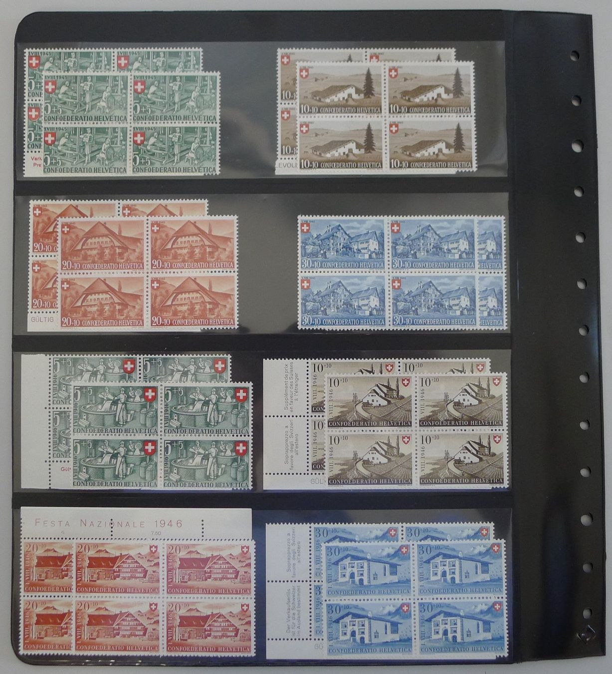 Tous les timbres: 1938-1963, PP-Viererblock-Sammlung postfrisch **, Kat:5000.- – D'occasion à Sursee par Luzernerraute 4